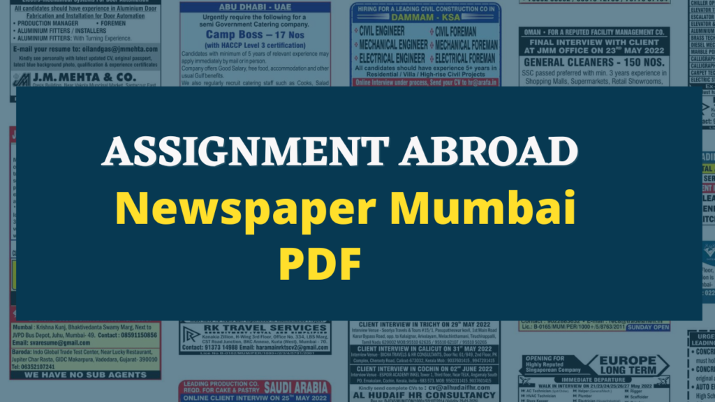 Assignment Abroad Times Newspaper Pdf Today 17 Aug 2022
