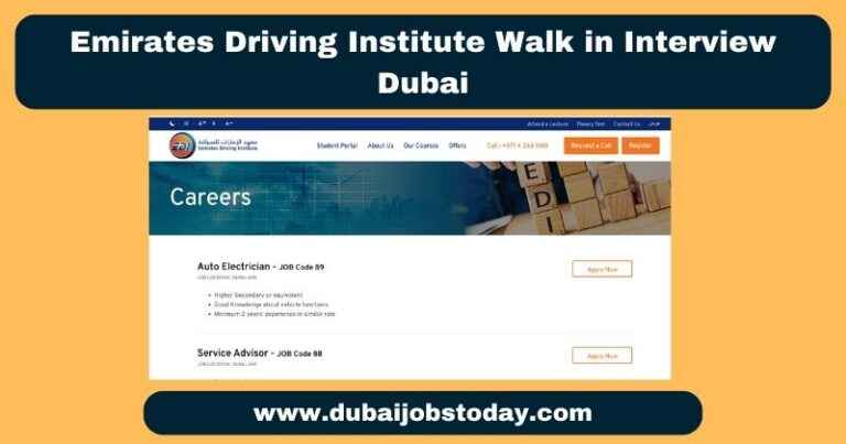 Emirates Driving Institute Walk in Interview Dubai